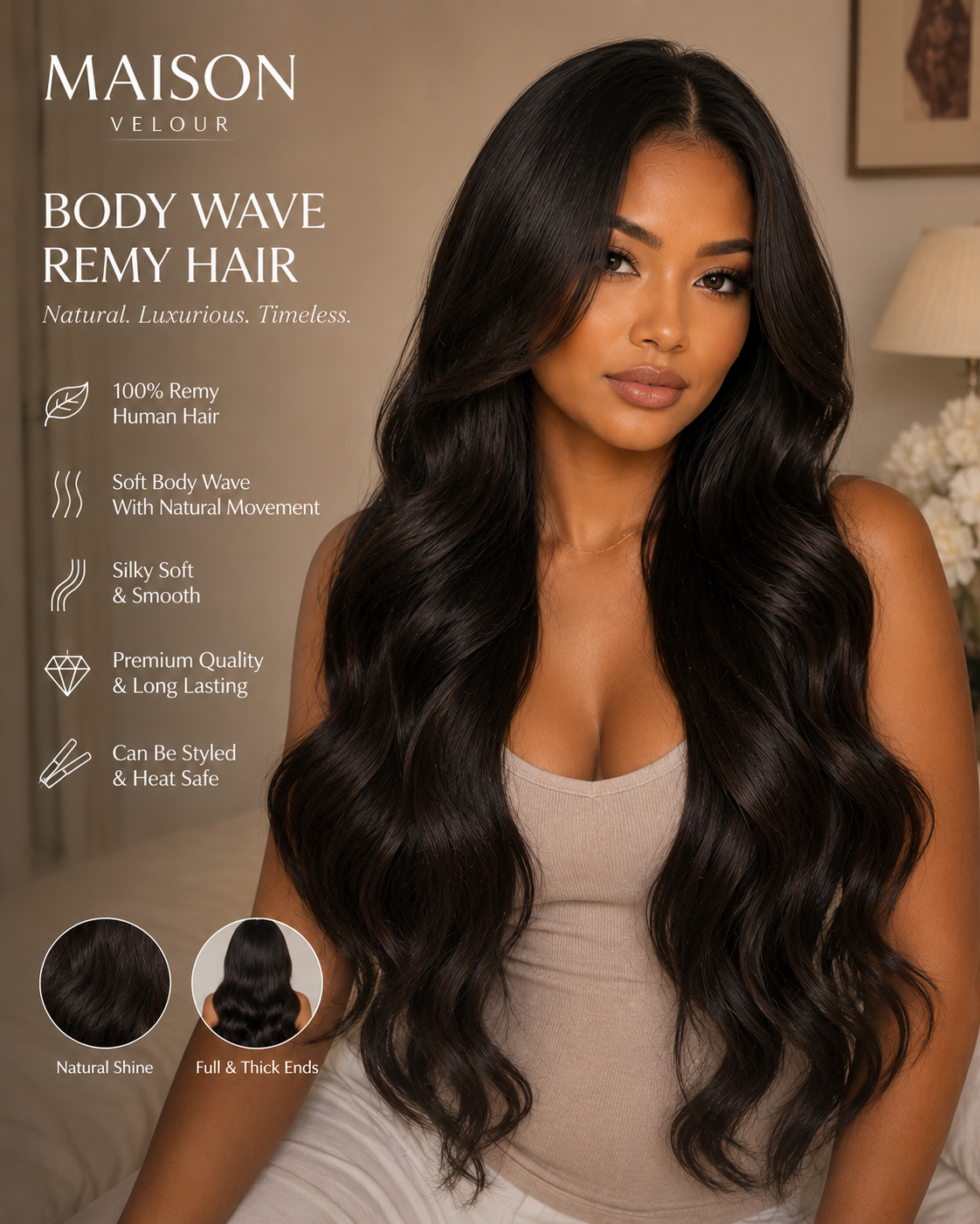 Maison Velour™ Signature Body Wave Remy Hair Extensions